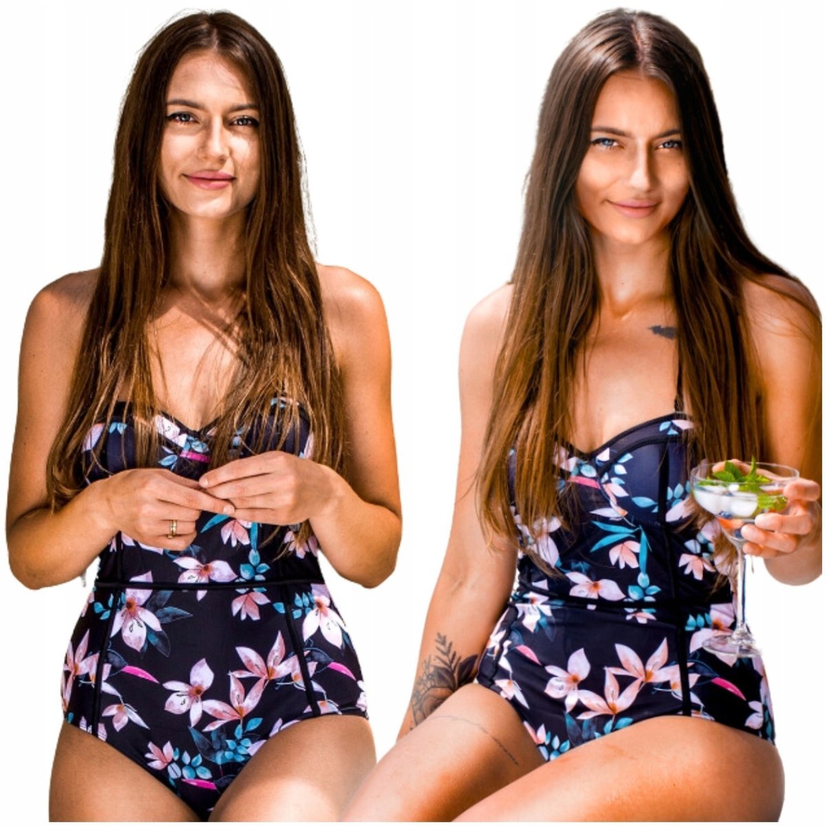 STRÓJ KĄPIELOWY JEDNOCZĘŚCIOWY CZARNY KOSTIUM WYSZCZUPLAJĄCY MODELUJĄCY XL