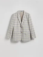 Kurtki męskie - Reserved - Marynarka slim fit w kratę - beżowy - miniaturka - grafika 1
