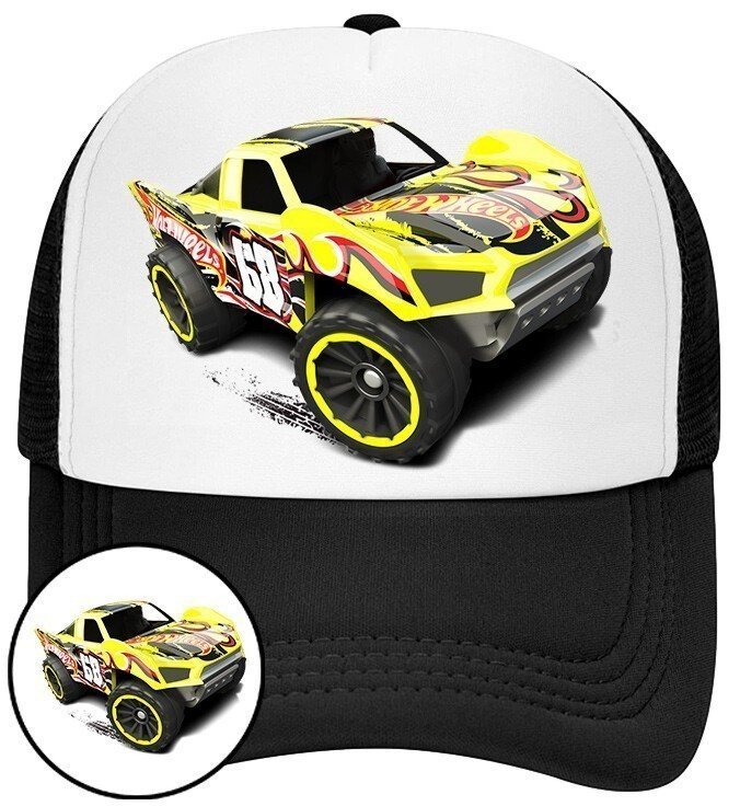 Czapka z Daszkiem Hot Wheels Czarna z Nadrukiem Na Lato Siatka Bejsbolówka