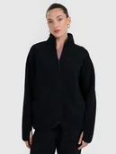 Bluzy damskie - 4F Polar sherpa ze stójką oversize damski - czarny XL - miniaturka - grafika 1