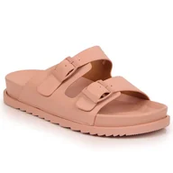 Klapki i japonki damskie - Klapki damskie gumowe z klamrami jasny róż S.Barski różowe - miniaturka - grafika 1