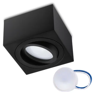 LUMILED reflektor natynkowy LED reflektor natynkowy lampa sufitowa spot obrotowy kątowy czarny downlight aluminium + moduł LED INSERT 7W 230V ciepły biały 3000K - Lampy sufitowe - miniaturka - grafika 1