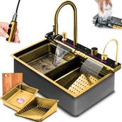 Zlewozmywaki - Heckermann Zlew wielofunkcyjny z ociekaczem B7546X Złoty - miniaturka - grafika 1