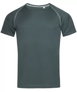 Koszulka T-shirt, Ciemny Szary, Sportowa, ACTIVE-DRY Poliester, Raglanowe Rękawy, Grafitowy - Stedman - Koszulki męskie - miniaturka - grafika 1