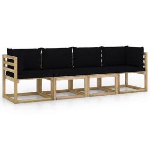 VidaXL Ogrodowa sofa 4-os. z czarnymi poduszkami 3065149 - Sofy ogrodowe - miniaturka - grafika 1