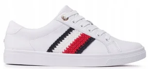 Tommy Hilfiger sportowe tenisówki skórzane białe - Buty sportowe damskie - miniaturka - grafika 1