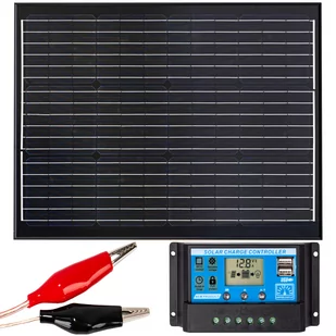 Zestaw solarny fotowoltaiczny 70W 12V BLACK (Panel solarny 70W, Regulator napięcia 10A) VOLT POLSKA - Zestawy solarne - miniaturka - grafika 1