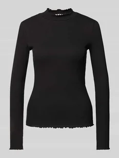 Bluzka o kroju slim fit z mieszanki bawełny z długim rękawem i falbanami - Bluzki damskie - miniaturka - grafika 1