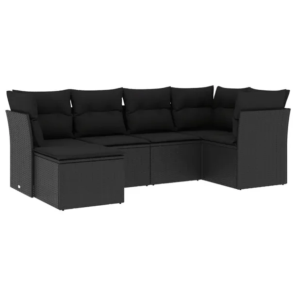 Zestaw mebli ogrodowych z rattanem PE, czarny, 234 x 124 x 69 cm