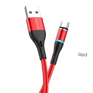Kable komputerowe i do monitorów - BOROFONE Borofone kabel ładowania USB-A do USB-C z końcówką magnetyczną i podświetleniem czerwony BFO-BU16-C-R - miniaturka - grafika 1