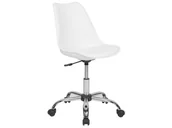 Fotele gamingowe - Beliani Beliani Hoker na kółkach biały skóra ekologiczna DAKOTA II - miniaturka - grafika 1