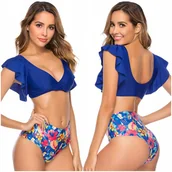 Stroje kąpielowe - STRÓJ KĄPIELOWY DWUCZĘŚCIOWY BIKINI WYSOKI STAN MODELUJĄCY KOMPLET DAMSKI S - miniaturka - grafika 1