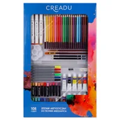 Kredki, ołówki, pastele i pisaki - Creadu, Zestaw do mix media w plastikowym pudełku, 108 elementów - miniaturka - grafika 1