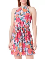Sukienki - Vila Damska sukienka Vijuliette Plisse Short Dress/Bm/Dc, Pink Yarrow/Print: joh, 42 - miniaturka - grafika 1