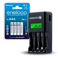 Ładowarki i akumulatory - ZESTAW Ładowarka akumulatorków Ni-MH everActive NC-450 + 4x Akumulatorki R03 / AAA Panasonic Eneloop 800mAh - miniaturka - grafika 1