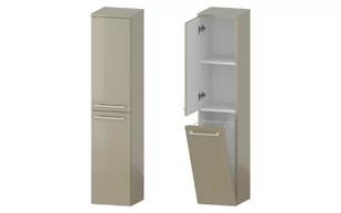 Słupek Łazienkowy RON 30 cm DK Lewy - Cappuccino Wysoki Połysk - Uchwyty Białe Matowe - Szafki łazienkowe - miniaturka - grafika 1