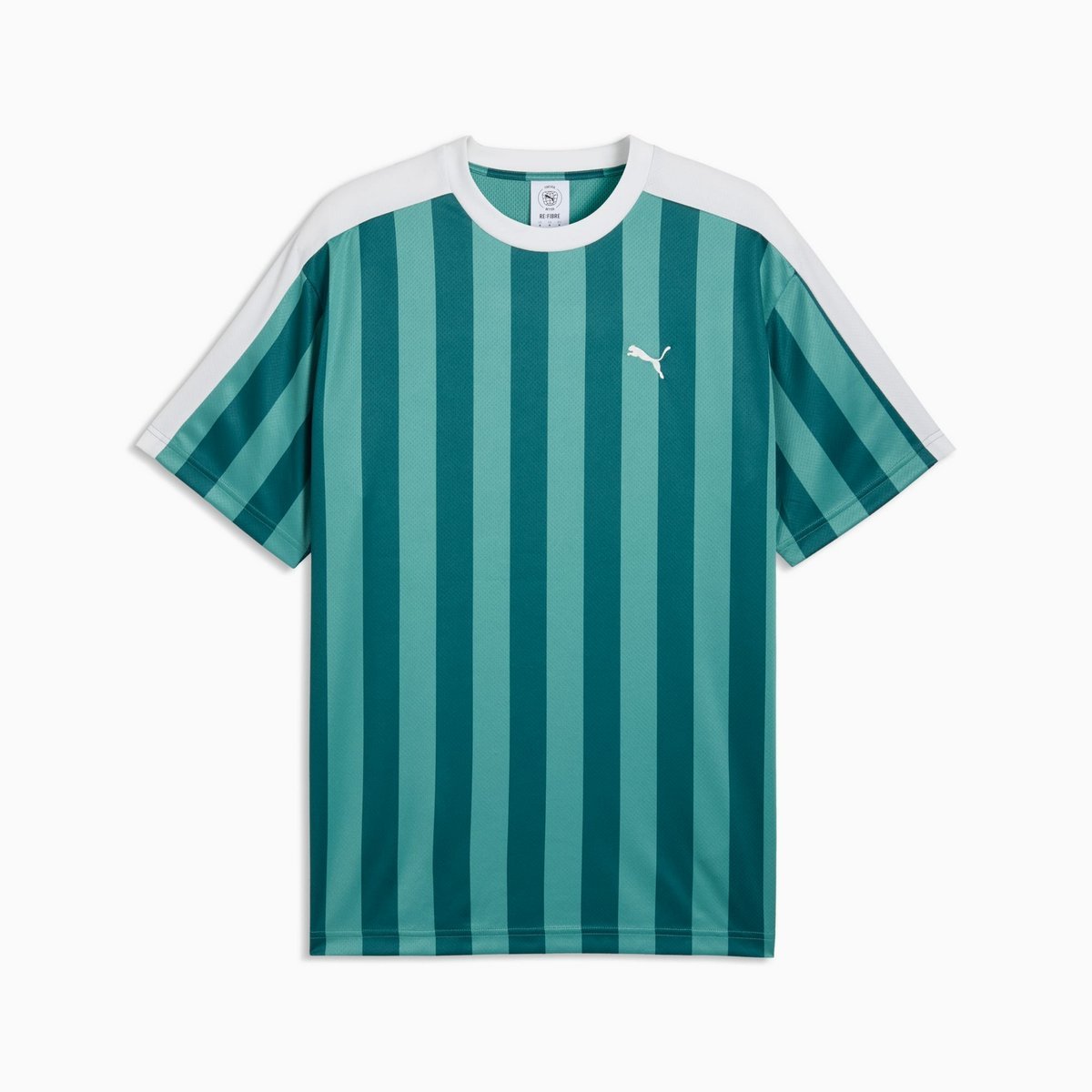Koszulka męska Puma ESS T7 RELAXED STRIPED FOOTBALL turkusowa 69219541 r M
