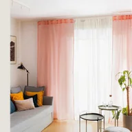 Zasłony - HOMLA ADI zasłona z pomponami różowa 140x250 cm - miniaturka - grafika 1