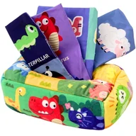 Zabawki sensoryczne - Pudełko chusteczek sensorycznych Miękkie szeleszczące na chusteczki kolorow - miniaturka - grafika 1