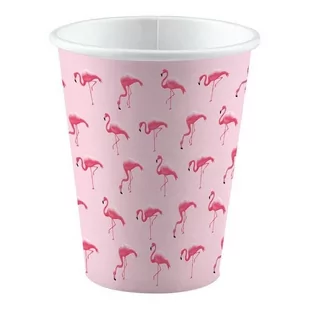 KUBECZKI FLAMINGI 250ml 8szt. - Dekoracje i nakrycia stołu na imprezę - miniaturka - grafika 1