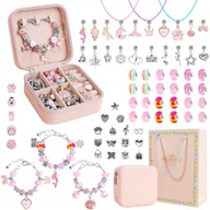 Prace ręczne dla dzieci - ZESTAW DO ROBIENIA BRANSOLETEK KORALIKI DO BIŻUTERII LITERKI DIY NA PREZENT - miniaturka - grafika 1