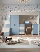 Krzesełka i taborety dla dzieci - Meblościanka Raj 4 kaszmir - pokój dziecięcy, młodzieżowy z materacem i stelażem niebieski mglisty - miniaturka - grafika 1