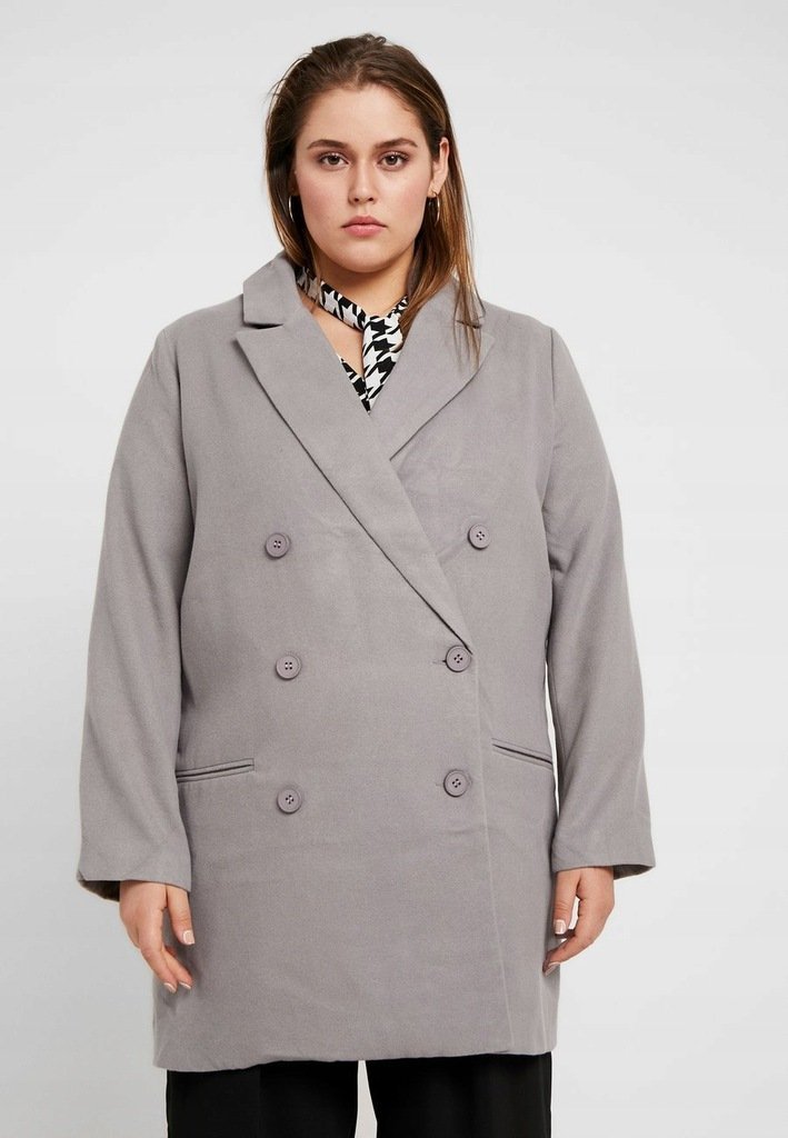 PŁASZCZ DAMSKI SZARY PROSTY PLUS SIZE 46 1A9G4*
