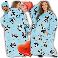 Bluzy damskie - KOC BLUZA KOCOBLUZA OVERSIZE GRUBA CIEPŁA MIĘKKA DŁUGA BLUZO KOC Z KAPTUREM - miniaturka - grafika 1