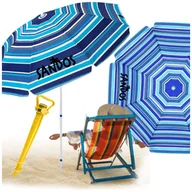 Parasole ogrodowe - parasol plażowy w paski z kotwą i filtrem uv - miniaturka - grafika 1