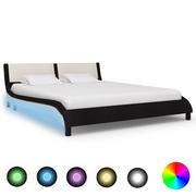 Łóżka - vidaXL Rama łóżka z LED, czarno-biała, sztuczna skóra, 180 x 200 cm - miniaturka - grafika 1