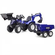 Jeździki dla dzieci - Falk Traktor na pedały New Holland z przyczepą oraz łyżką i koparką 3090W - miniaturka - grafika 1