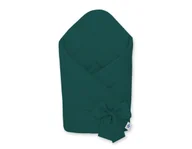 Rożki i beciki - Dwustronny rożek dla niemowląt miękki bawełniany z wiązaniem - butelkowa zieleń - miniaturka - grafika 1