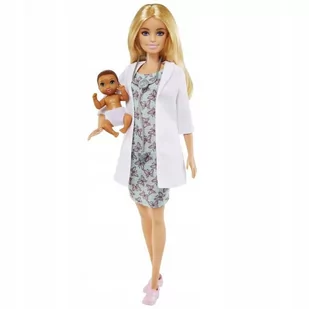 Mattel Zestaw Kariera Lalka Deluxe Pediatra Blond włosy lekarz GYK01 + Karetka - Mobilna klinika Zestaw światła i dźwięki FRM19 GYK01+FRM19 - Lalki dla dziewczynek - miniaturka - grafika 1
