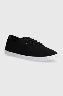 Tommy Hilfiger tenisówki CANVAS LACE UP SNEAKER damskie kolor czarny FW0FW07805 - Trampki damskie - miniaturka - grafika 1
