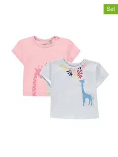 Kaftaniki dla niemowląt - Kanz Koszulki (2 szt.) w kolorze jasnoróżowym i jasnoszarym - grafika 1