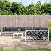 Meble ogrodowe - 9-cz. zestaw wypoczynkowy do ogrodu, z poduszkami, biały vidaXL - miniaturka - grafika 1