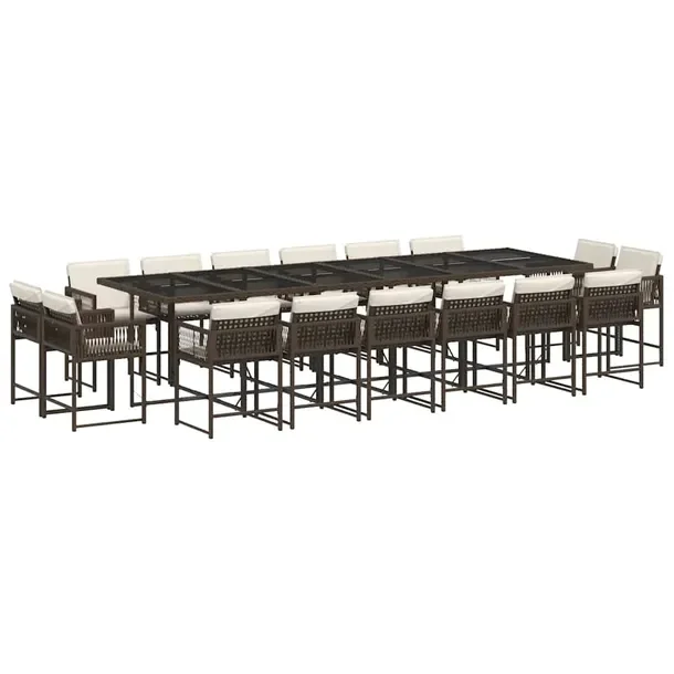 Zestaw mebli ogrodowych rattan PE brązowy 330x106x73 cm
