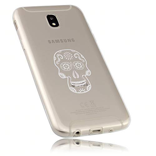 mumbi Etui kompatybilne z Samsung Galaxy J5 2017 etui na telefon komórkowy, cienkie z motywem Calavera czarne kolorowe, przezroczyste