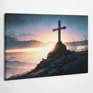 Ikony i obrazy sakralne - Krzyż na Golgocie Religijne - obraz polycanvas, 80x60 - miniaturka - grafika 1