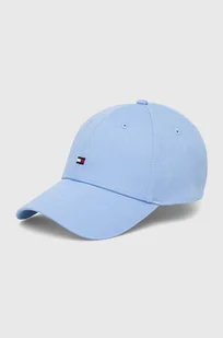 Tommy Hilfiger czapka z daszkiem bawełniana kolor niebieski gładka AW0AW16360 - Czapki damskie - miniaturka - grafika 1