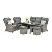 Meble ogrodowe - Meble Technorattanowe Trivento Dining 3 + Pufy Melange - miniaturka - grafika 1