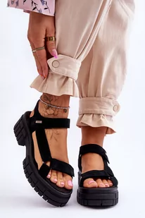 Damskie Zamszowe Sandały Big Star LL276035 Czarne-39 - Moda i Uroda OUTLET - miniaturka - grafika 1
