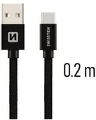 Kable USB - Swissten Textile Universal Quick Charge 3.1 USB-C Data and Charging Cable 20 cm - miniaturka - grafika 1