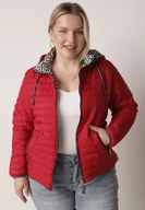Kurtki damskie - Czerwona Dwustronna Kurtka Pikowana z Kapturem Zidila - miniaturka - grafika 1