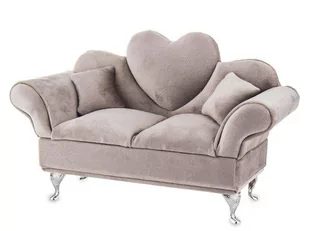 Szkatułka Na Biżuterię kuferek szary aksamit sofa - Pudełka i szkatułki - miniaturka - grafika 1