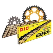 Części motocyklowe - Zestaw łańcuchów DID Stealth 525VX3 / 110 nitowy zamek złoty do Kawasaki ZX-9R Ninja 900 ccm rok prod. 2002-2003 - miniaturka - grafika 1