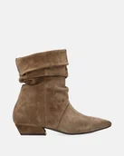 Botki damskie - Wsuwane brązowe botki z zamszu z noskiem w szpic - Venezia - miniaturka - grafika 1