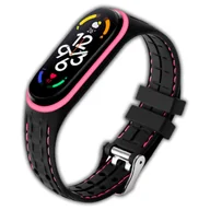 Akcesoria do smartwatchy - Opaska pasek sportowy Vanfone do Xiaomi Mi Band 5/6/7, czarno-różowy - miniaturka - grafika 1
