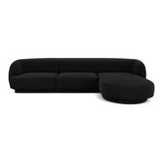 Narożniki - Czarna aksamitna sofa narożna (prawy narożnik) Miley - Micadoni Home - miniaturka - grafika 1