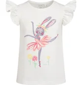 Bluzki dla dziewczynek - Bluzka z krótkim rękawem dla dziewczynki, z baletnicą, biała 3-8 lat - miniaturka - grafika 1